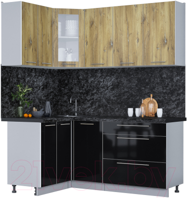 Кухонный гарнитур Интерлиния Мила Пластик 1.2x1.8 - фото