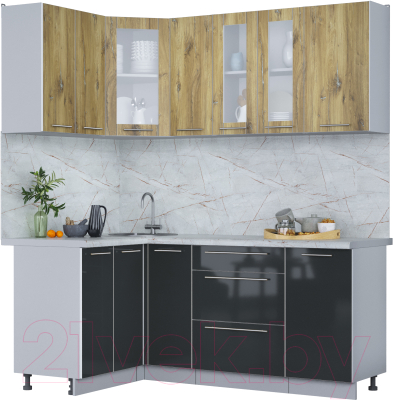 Кухонный гарнитур Интерлиния Мила Пластик 1.2x1.9 - фото