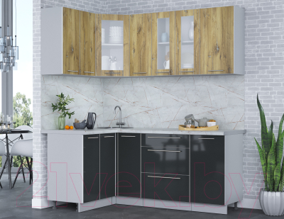 Кухонный гарнитур Интерлиния Мила Пластик 1.2x1.9