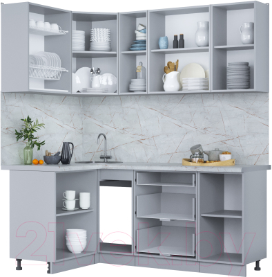 Кухонный гарнитур Интерлиния Мила Пластик 1.2x1.9