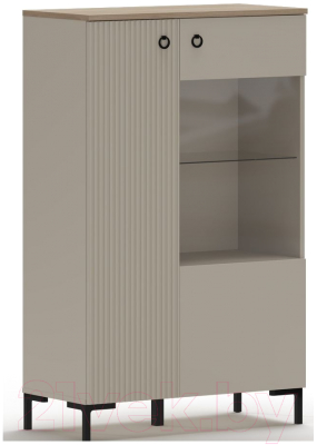 Шкаф с витриной Black Red White Domenica REG1D1W/140