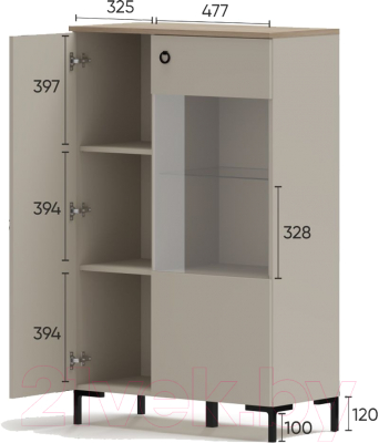 Шкаф с витриной Black Red White Domenica REG1D1W/140