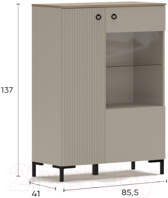 Шкаф с витриной Black Red White Domenica REG1D1W/140