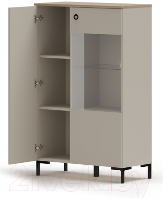 Шкаф с витриной Black Red White Domenica REG1D1W/140 с подсветкой