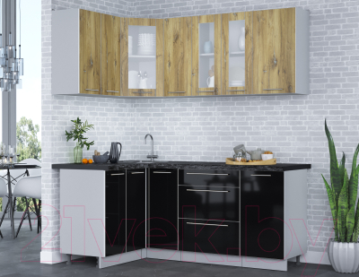 Кухонный гарнитур Интерлиния Мила Пластик 1.2x1.9