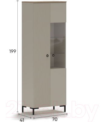 Шкаф с витриной Black Red White Domenica REG1D1W