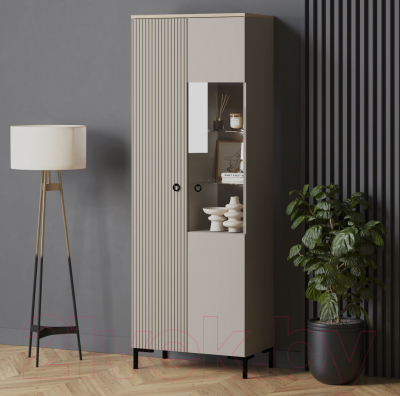 Шкаф с витриной Black Red White Domenica REG1D1W с подсветкой