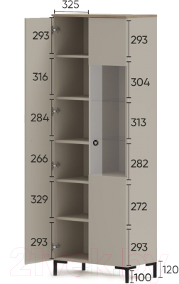 Шкаф с витриной Black Red White Domenica REG1D1W с подсветкой