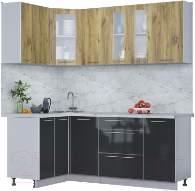 Кухонный гарнитур Интерлиния Мила Пластик 1.2x2.0 - фото