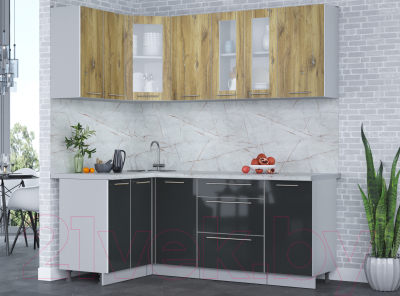 Кухонный гарнитур Интерлиния Мила Пластик 1.2x2.0