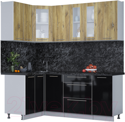 Кухонный гарнитур Интерлиния Мила Пластик 1.2x2.0 - фото