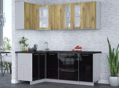 Кухонный гарнитур Интерлиния Мила Пластик 1.2x2.0