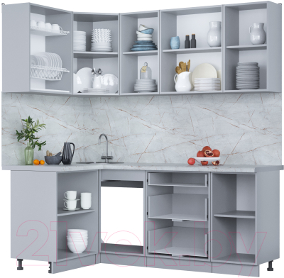 Кухонный гарнитур Интерлиния Мила Пластик 1.2x2.0