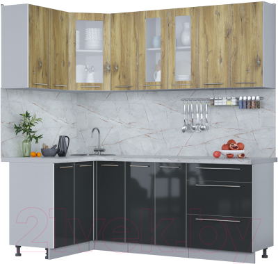 Кухонный гарнитур Интерлиния Мила Пластик 1.2x2.1 - фото