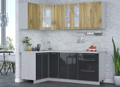 Кухонный гарнитур Интерлиния Мила Пластик 1.2x2.1