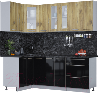 Кухонный гарнитур Интерлиния Мила Пластик 1.2x2.1 - фото