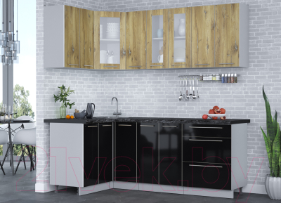 Кухонный гарнитур Интерлиния Мила Пластик 1.2x2.1