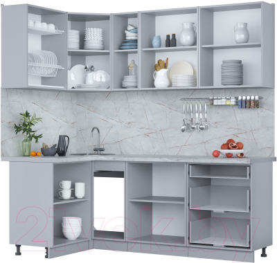 Кухонный гарнитур Интерлиния Мила Пластик 1.2x2.1