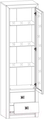 Шкаф-пенал с витриной Black Red White Коен REG1W2S