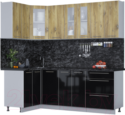 Кухонный гарнитур Интерлиния Мила Пластик 1.2x2.2 - фото