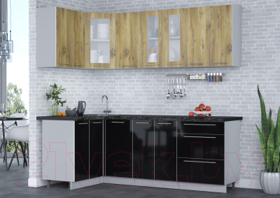 Кухонный гарнитур Интерлиния Мила Пластик 1.2x2.2