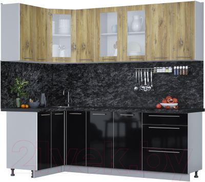 Кухонный гарнитур Интерлиния Мила Пластик 1.2x2.3 - фото