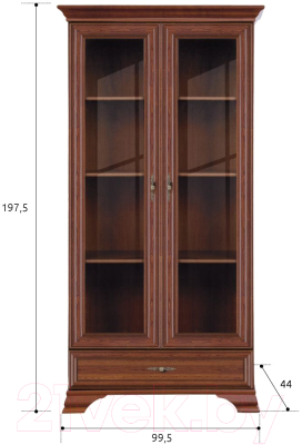 Шкаф с витриной Black Red White Kentaki S320-REG2W1S