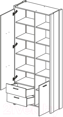 Шкаф Black Red White Kristoff REG2D2S