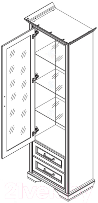 Шкаф с витриной Black Red White Stylius B169-REG1W2S с подсветкой