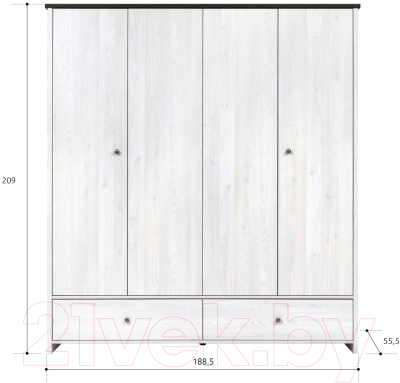 Шкаф Black Red White Порто SZF4D2S