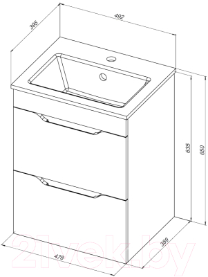 Тумба под умывальник Aquanet Практика 50 / 330456