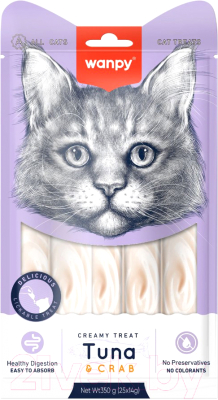 Лакомство для кошек Wanpy Cat Нежное пюре из тунца и краба - фото