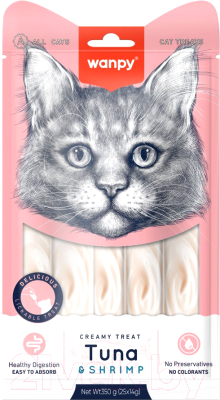 Лакомство для кошек Wanpy Cat Нежное пюре из тунца и креветок - фото