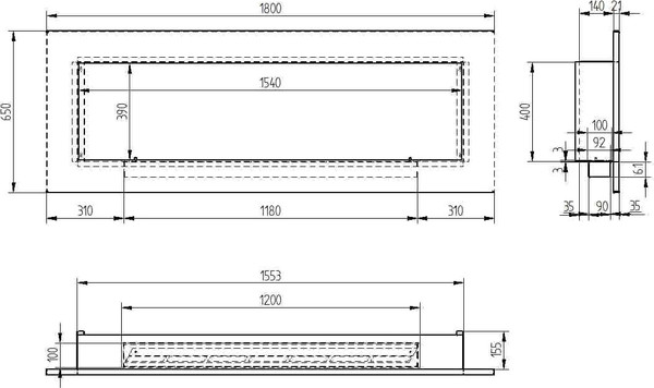 Биокамин Zefire Elliot horizontal 1800