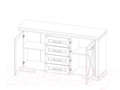 Тумба Black Red White Marselle KOM2D4S