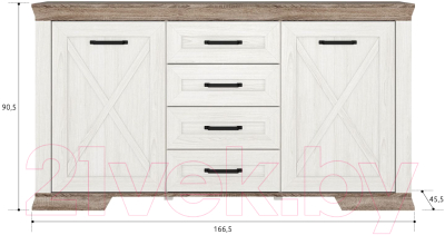 Тумба Black Red White Marselle KOM2D4S