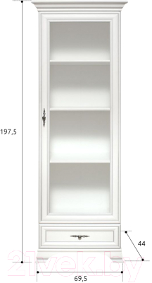 Шкаф с витриной Black Red White Kentaki S320-REG1W1S