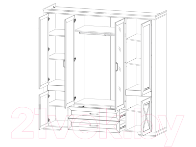 Шкаф Black Red White Marselle SZF6D2S