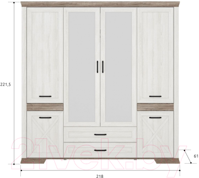 Шкаф Black Red White Marselle SZF6D2S