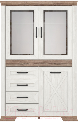 Шкаф с витриной Black Red White Marselle REG2W1D4S - фото