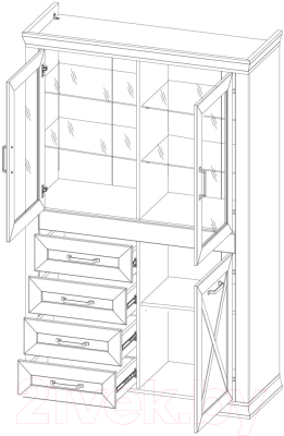 Шкаф с витриной Black Red White Marselle REG2W1D4S