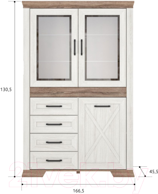 Шкаф с витриной Black Red White Marselle REG2W1D4S