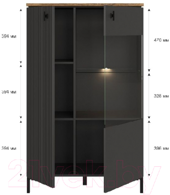 Шкаф Black Red White San Gimignano REG1D1W/140 с подсветкой