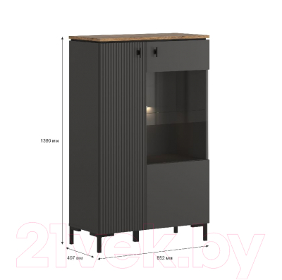 Шкаф Black Red White San Gimignano REG1D1W/140 с подсветкой