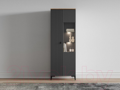 Шкаф с витриной Black Red White San Gimignano REG1D1W с подсветкой