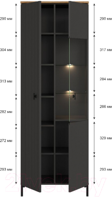 Шкаф с витриной Black Red White San Gimignano REG1D1W с подсветкой