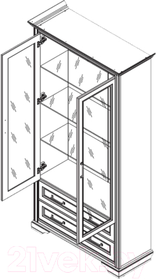 Шкаф с витриной Black Red White Stylius B169-REG2W2S