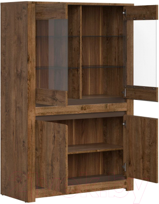 Шкаф с витриной Black Red White Kada S404-REG2W2D