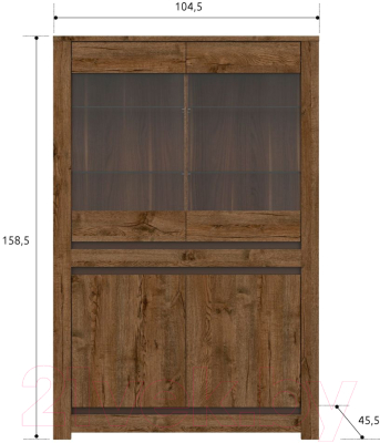 Шкаф с витриной Black Red White Kada S404-REG2W2D