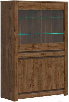 Шкаф с витриной Black Red White Kada S404-REG2W2D с подсветкой - фото